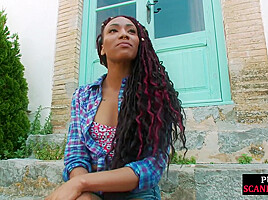 Public cumloving and feet loving ebony spanked and fucked