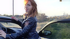 Public squirt in the car