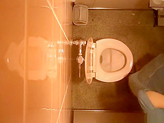 Public toilet ceiling catches women pissing