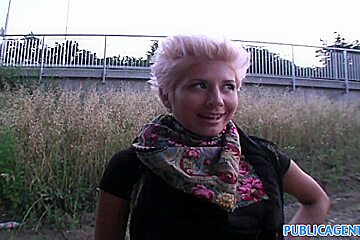 PublicAgent: Blonde lesbian takes cock for money
