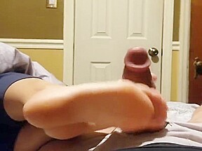 Red toes footjob