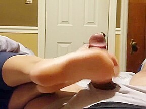 Red toes footjob