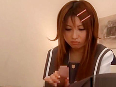Redhead asian coed gives BJ