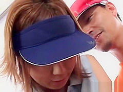 Redhead japanese tennis player giving fellatio