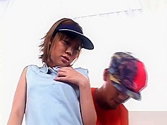 Redhead japanese tennis player giving fellatio