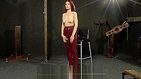 Redhead seriously whipped on her thighs