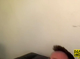 Riding and throating chubby sub spidergagged