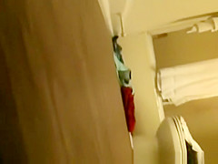 Room mate spying under the door