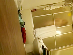Room mate spying under the door