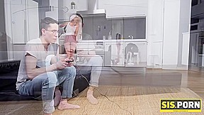 SIS PORN  Babe is carnal with handsome stepbrother who trades game of the year for sex