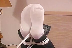 Sam hogtied with socks