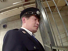 Saucy gives guard a blowjob through the bars