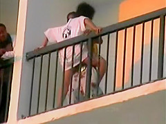 Sex on hotel balcony
