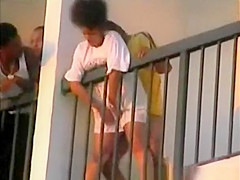 Sex on hotel balcony