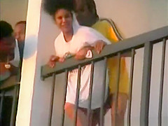 Sex on hotel balcony
