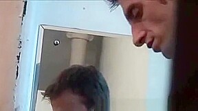 Sexy Blonde Sucks And Fucks In A Public Bathroom