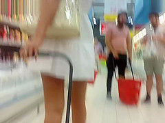 Sexy Girl In White Dress Upskirt