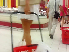 Sexy Girl In White Dress Upskirt