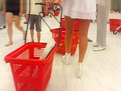 Sexy Girl In White Dress Upskirt
