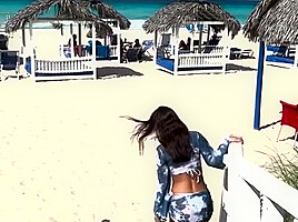 Sexy Monika Fox Walks Along Beach Of Varadero - Monikafox