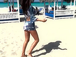 Sexy Monika Fox Walks Along Beach Of Varadero - Monikafox