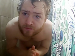 Sexy Young man With Ginger Beard Showering