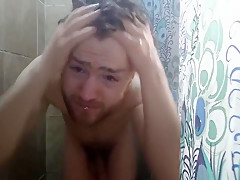 Sexy Young man With Ginger Beard Showering