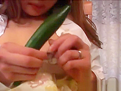 Sexy asian redhead fucking a cucumber part2