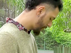 Sexy latin boy gets on his knees to deepthroat big cock
