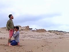 Sexy latin boy gets on his knees to deepthroat big cock