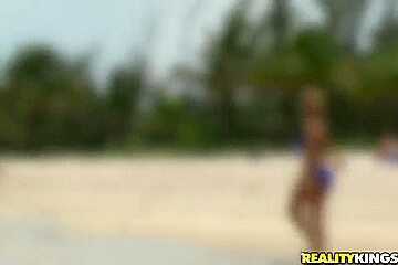 Sexy teen 18+ Latina Mercedes Cash Has Some Fun At The Beach