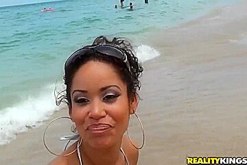 Sexy teen 18+ Latina Mercedes Cash Has Some Fun At The Beach
