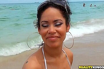 Sexy teen 18+ Latina Mercedes Cash Has Some Fun At The Beach