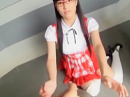 Shoko Takasaki doing a bit of cleaning