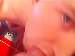 Shooting cum on a twink's face after a blowjob
