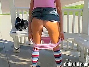 Skater teen 18+ masturbates on a bench