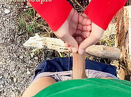 Skinny teen 18+ Masturbate Handjob My Horny Dick Outdoor In The Wood 7 Min
