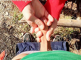 Skinny teen 18+ Masturbate Handjob My Horny Dick Outdoor In The Wood 7 Min