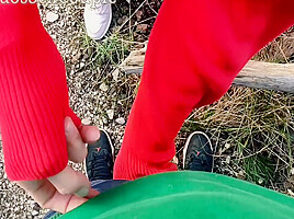Skinny teen 18+ Masturbate Handjob My Horny Dick Outdoor In The Wood 7 Min