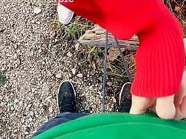 Skinny teen 18+ Masturbate Handjob My Horny Dick Outdoor In The Wood 7 Min