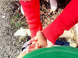 Skinny teen 18+ Masturbate Handjob My Horny Dick Outdoor In The Wood 7 Min