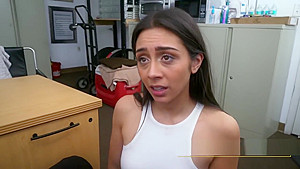 Slutty brunette gets her mouth finger fucked by horny director