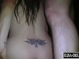 Slutty girl got caged so she would suck dicks, until every horny guy has an orgasm