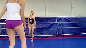 Smalltits dyke fingered by after wrestling