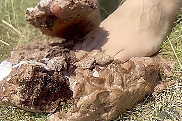Smashing A Cake With My Feet  The Chocolate And Cream Gateaux Feels So Nice Between My Toes