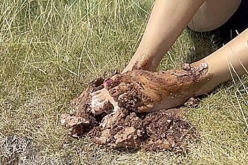 Smashing A Cake With My Feet  The Chocolate And Cream Gateaux Feels So Nice Between My Toes