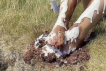 Smashing A Cake With My Feet  The Chocolate And Cream Gateaux Feels So Nice Between My Toes
