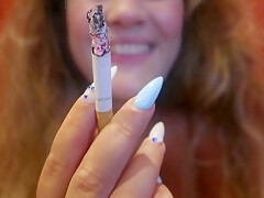 Smoke Fetish Girl In Shorts Smoke A Cigarret Showing Finger Nails And Filter Closeup!