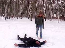 Snow fighting turns into ass licking and hard teen 18+ fucking