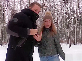 Snow fighting turns into ass licking and hard teen 18+ fucking